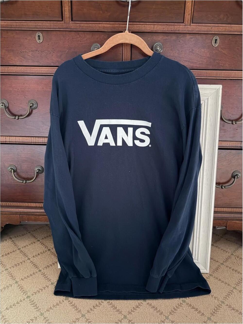 Vintage Navy Vans Long Sleeve Classic Logo T-shirt L